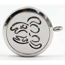 Gemini 30mm Rd Prata Aço Inoxidável Perfume Diffuser Locket Pingente